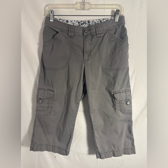 Pants - Gray Granola Grunge Mid Rise Wide Leg Baggy Capri Cargo Pants Size S-M